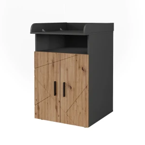 Puslekommode Irma Antracit/Gylden eg 60 x 97 cm med puslebord Vicco