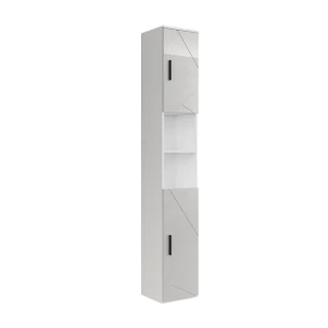 Højt skab Irma Hvid/hvid højglans 30 x 190 cm med 2 døre Vicco