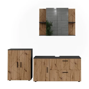 Badmöbel-Set Irma antracite/Carvalho artesanal 3 Teile Vicco