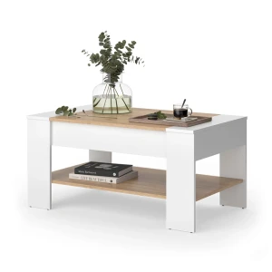 Sofabord August Hvid/gylden eg 99.6 x 58.8 cm med skuffe Vicco