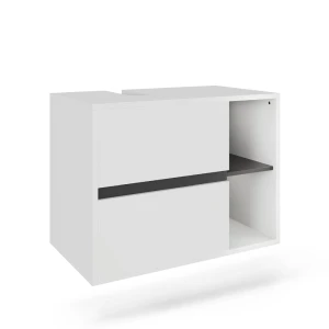 Waschbeckenunterschrank Viola Weiß/Grau 80 x 60 cm mit 2 Schubladen Vicco