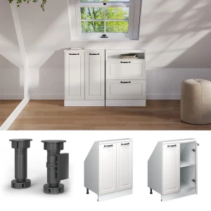 Keukenkast voor schuine wand R-Line Wit Landhuis 60 cm met 2 deuren Vicco
