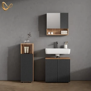 Badmöbel-Set Ronco Anthrazit gepunktet 3 Teile livinity®