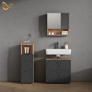 Badmöbel-Set Ronco Anthrazit mit Wabenstruktur 3 Teile livinity®