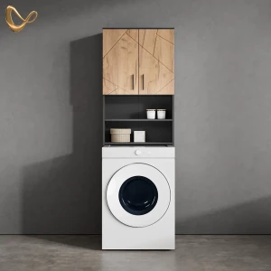 Waschmaschinenschrank Ronco Goldkraft Eiche/Anthrazit 64 x 190.5 cm livinity®