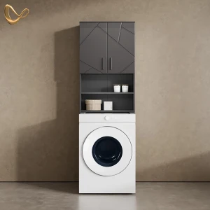 Waschmaschinenschrank Ronco Anthrazit Hochglanz 64 x 190.5 cm livinity®