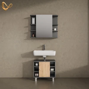 Badmöbel-Set Fucino Anthrazit/Goldkraft Eiche 2 Teile livinity®