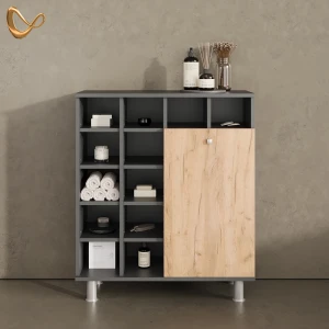 Badschrank Fucino Anthrazit/Goldkraft Eiche 78.4 x 91.6 cm livinity®