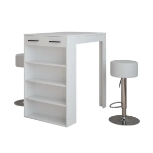 Barbordssæt Repose Hvid 67 x 100 cm med 2 barstole Vicco