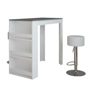 Barbordssæt Repose Hvid/antracit 57 x 117 cm med 2 barstole Vicco