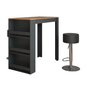Barbordssæt Repose Guld power eg/antracit 57 x 117 cm med 2 barstole Vicco