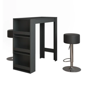 Barbordssæt Repose Antracit 45 x 110 cm med 2 barstole Vicco