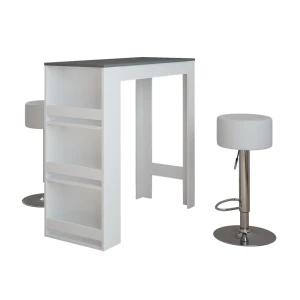 Barbordssæt Repose Hvid/antracit 45 x 110 cm med 2 barstole Vicco