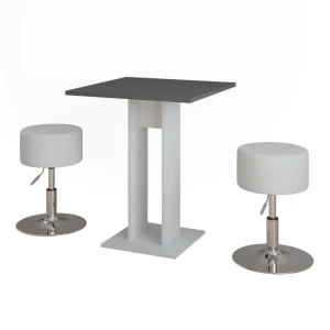 Spisebordssæt Repose Hvid/antracit 65 x 65 cm med 2 taburetter Vicco