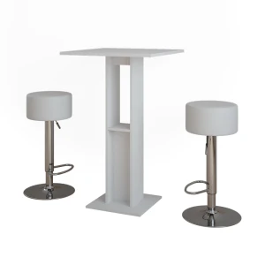 Barbordssæt Repose Hvid 65 x 65 cm med 2 barstole Vicco