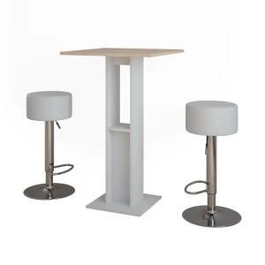 Barbordssæt Repose Hvid/Sonoma 65 x 65 cm med 2 barstole Vicco
