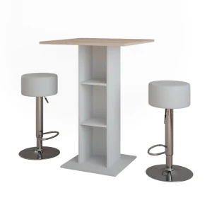 Barbordssæt Repose Hvid/Sonoma 75 x 75 cm med 2 barstole Vicco