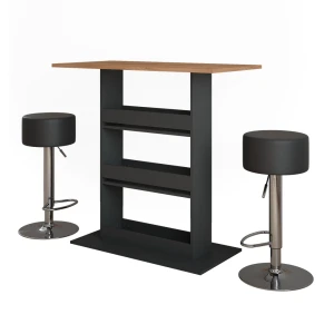 Barbordssæt Repose Guld power eg/antracit 110 x 55 cm med 2 barstole Vicco