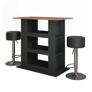 Barbordssæt Repose Guld power eg/antracit 110 x 65 cm med 2 barstole Vicco