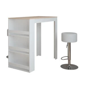 Barbordssæt Repose Hvid/Sonoma 57 x 117 cm med 2 barstole Vicco