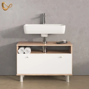 Waschbeckenunterschrank Fucino Sonoma/Weiß 80.2 x 54 cm mit Schublade livinity®