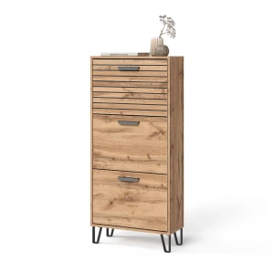 Skotøjsæske Amber Wotan af eg 62 x 130 cm med 3 rum Vicco