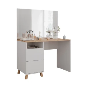 Coiffeuse Karen Blanc/Artisan 110cm avec miroir Vicco