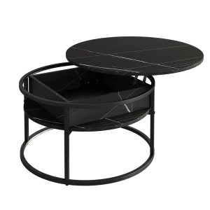 Sofabord Marlo Sort/marmorhvid 77 x 77 cm Vicco
