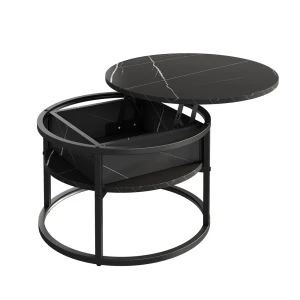 Sofabord Marlo Sort/marmorhvid 57 x 57 cm Vicco