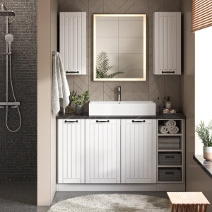 Badschrank Fame-Line Weiß Landhaus 30 x 206.8 cm livinity®