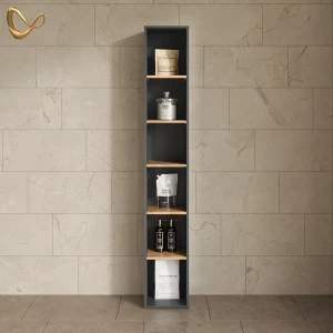 Badschrank Paolina Anthrazit/Goldkraft Eiche 30 x 188.6 cm livinity®