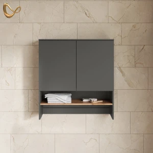 Waschmaschinenschrank Paolina Anthrazit/Goldkraft Eiche 93.6 x 100.4 cm livinity®
