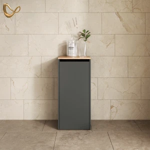 Badschrank Paolina Anthrazit/Goldkraft Eiche 40.2 x 88.2 cm mit Wäschkorb livinity®