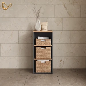 Waschmaschinenschrank Paolina Anthrazit/Goldkraft Eiche 40.2 x 88.2 cm livinity®