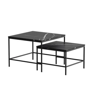 Sofabordssæt Ramio Sort marmor 60 x 60 cm 2 dele Vicco