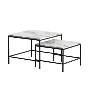 Sofabordssæt Ramio Hvid/sort 60 x 60 cm 2 dele Vicco