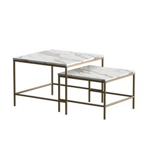 Sofabordssæt Ramio Hvid/Guld 60 x 60 cm 2 dele Vicco