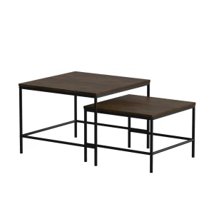Sofabordssæt Ramio Rustik eg/sort 60 x 60 cm 2 dele Vicco