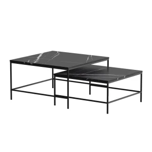 Sofabordssæt Ramio Sort marmor 80 x 80 cm 2 dele Vicco