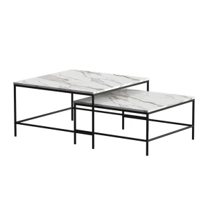 Sofabordssæt Ramio Hvid/sort 80 x 80 cm 2 dele Vicco