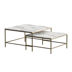 Sofabordssæt Ramio Hvid/Guld 80 x 80 cm 2 dele Vicco