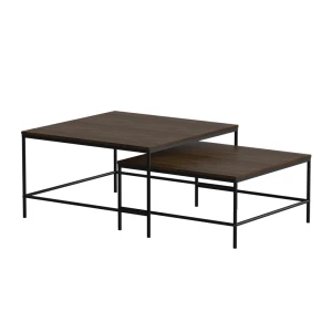 Sofabordssæt Ramio Rustik eg/sort 80 x 80 cm 2 dele Vicco