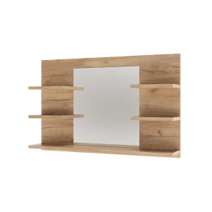 Badeværelsesskab med spejl Wilbur Gold power oak 78 x 50 cm med hylder Vicco