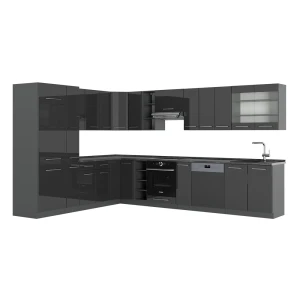 Hjørnekøkken Fame-Line Antracit højglans 347 x 46 cm uden bordplade Vicco