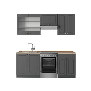 Køkkenrække Fame-Line Anthrazit-Gold Landhaus 200 cm , BP Eg Vicco