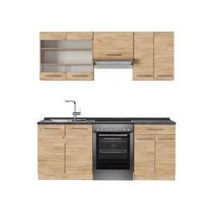 Køkkenrække Fame-Line Gold power oak 200 cm , BP Antracit Vicco