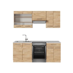 Køkkenrække Fame-Line Gold power oak 200 cm , BP Marmor Vicco