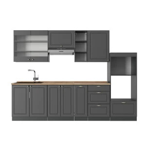 Køkkenrække Fame-Line Anthrazit-Gold Landhaus 280 cm , BP Eg Vicco