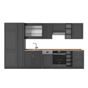 Køkkenrække Fame-Line Anthrazit-Gold Landhaus 355 cm , BP Eg Vicco