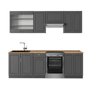 Køkkenrække Fame-Line Anthrazit-Gold Landhaus 240 cm , BP Eg Vicco